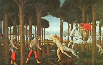 Sandro Botticelli : Panel I of The Story of Nastagio degli Onesti